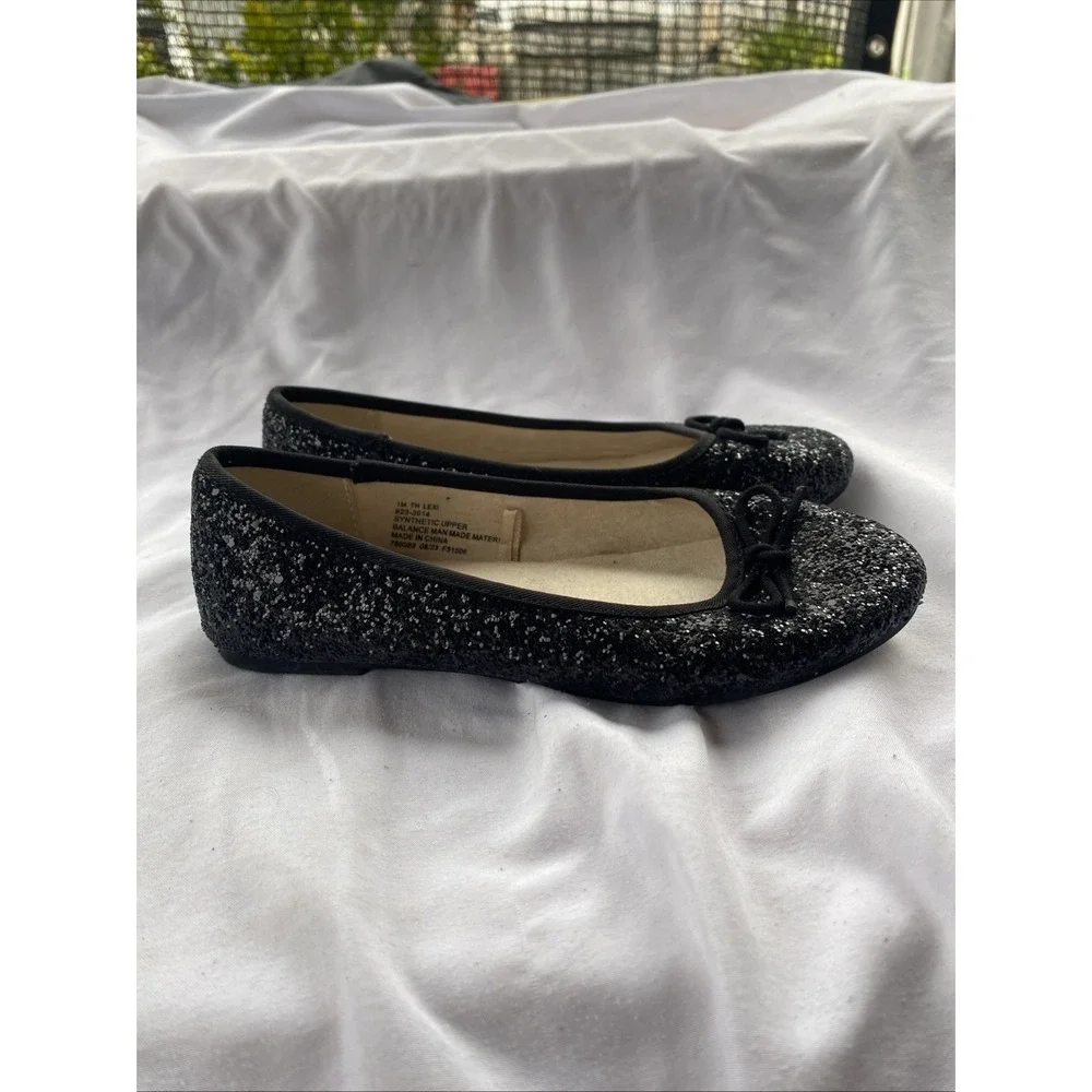 Girl's Thereabouts Lexi Ballet Flats - Black Glitter - Size 1M